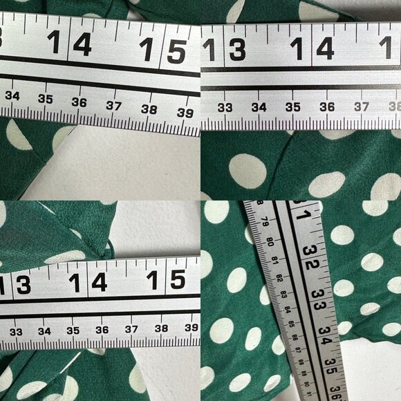 Kate Spade 100% Silk Polka Dot Wrap Dress Green White Size 2 Ruffle Daniella Tie - Picture 14 of 14